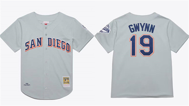 Men's San Diego Padres #19 Tony Gwynn Gray 1969-99 Stitched Baseball Jersey Men's San Diego Padres #19 Tony Gwynn Gray 1969-99 Stitched Baseball Jersey