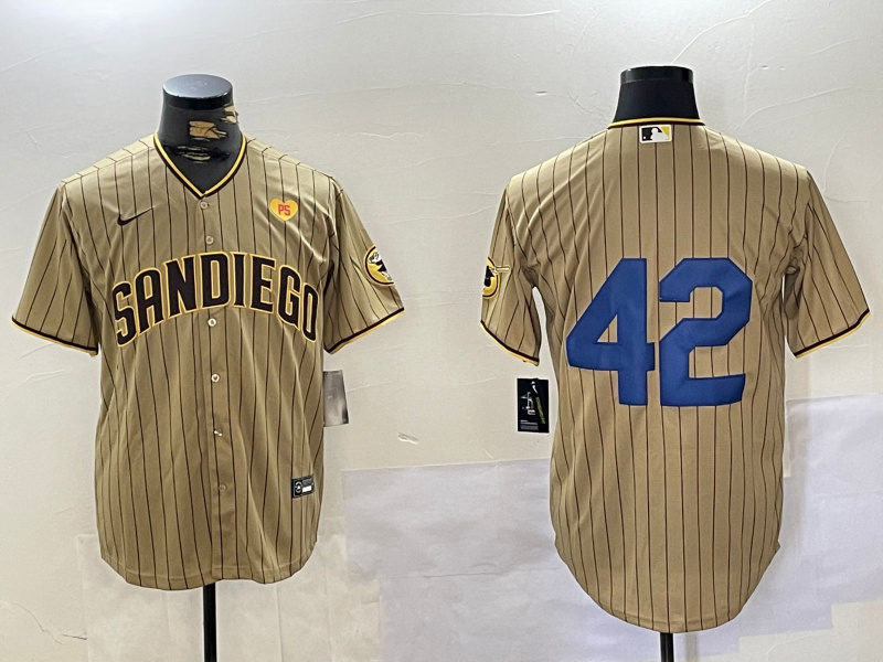 Men's San Diego Padres #42 Jackie Robinson Tan Cool Base Stitched Baseball Jersey 3 Men's San Diego Padres #42 Jackie Robinson Tan Cool Base Stitched Baseball Jersey 3