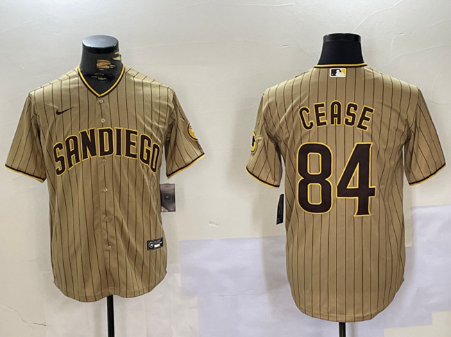 Men's San Diego Padres #84 Dylan Cease Tan Cool Base Stitched Baseball Jersey Men's San Diego Padres #84 Dylan Cease Tan Cool Base Stitched Baseball Jersey
