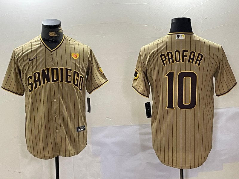 Men's San Diego Padres #10 Jurickson Profar Tan Cool Base Stitched Baseball Jersey 8 Men's San Diego Padres #10 Jurickson Profar Tan Cool Base Stitched Baseball Jersey 8