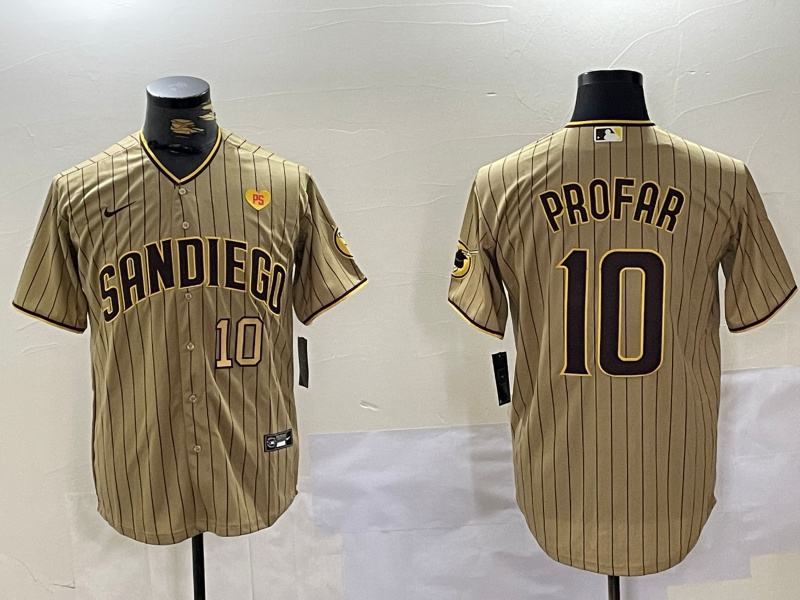 Men's San Diego Padres #10 Jurickson Profar Tan Cool Base Stitched Baseball Jersey 5 Men's San Diego Padres #10 Jurickson Profar Tan Cool Base Stitched Baseball Jersey 5