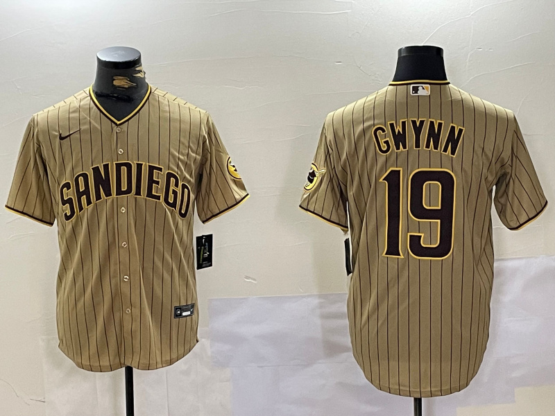 Men's San Diego Padres #19 Tony Gwynn Tan Cool Base Stitched Baseball Jersey Men's San Diego Padres #19 Tony Gwynn Tan Cool Base Stitched Baseball Jersey