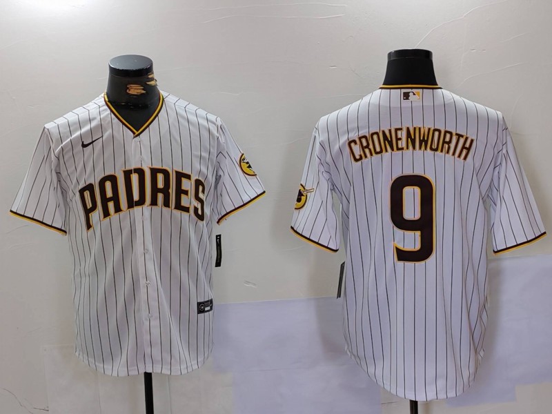 Men's San Diego Padres #9 Jake Cronenworth White Cool Base Stitched Baseball Jersey 2 Men's San Diego Padres #9 Jake Cronenworth White Cool Base Stitched Baseball Jersey 2
