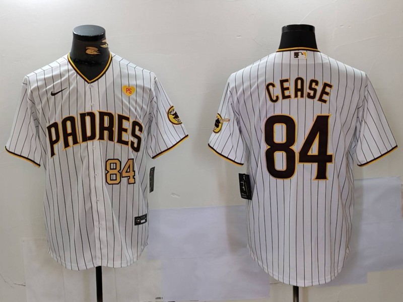 Men's San Diego Padres #84 White With PS Patch Cool Base Stitched Baseball Jersey 6 Men's San Diego Padres #84 White With PS Patch Cool Base Stitched Baseball Jersey 6