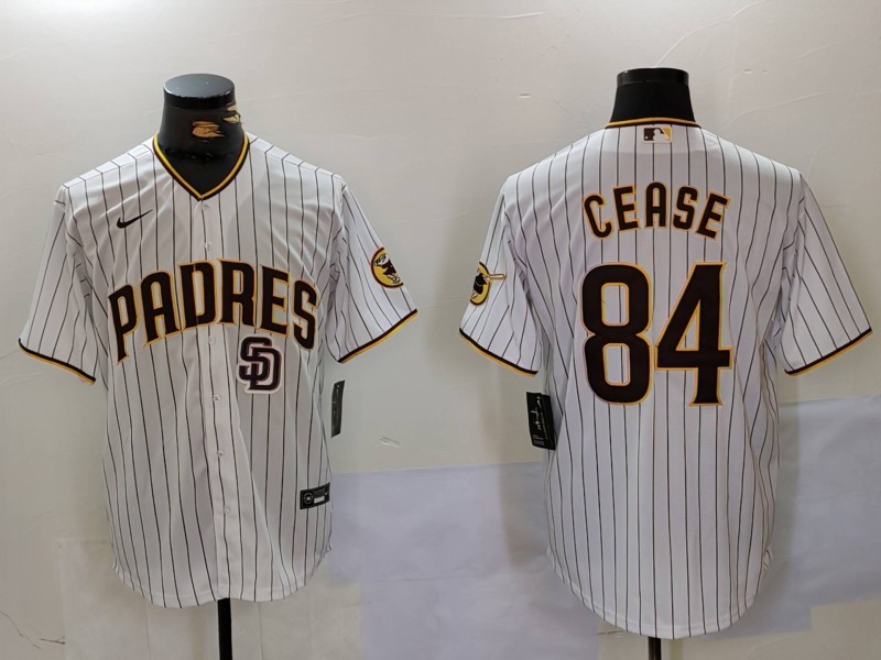 Men's San Diego Padres #84 Dylan Cease White Cool Base Stitched Baseball Jersey 2 Men's San Diego Padres #84 Dylan Cease White Cool Base Stitched Baseball Jersey 2