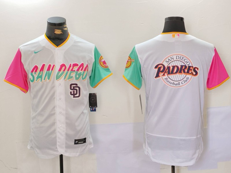 Men's San Diego Padres big logo Profar White City Connect Cool Base Stitched Baseball Jersey 5 Men's San Diego Padres big logo Profar White City Connect Cool Base Stitched Baseball Jersey 5