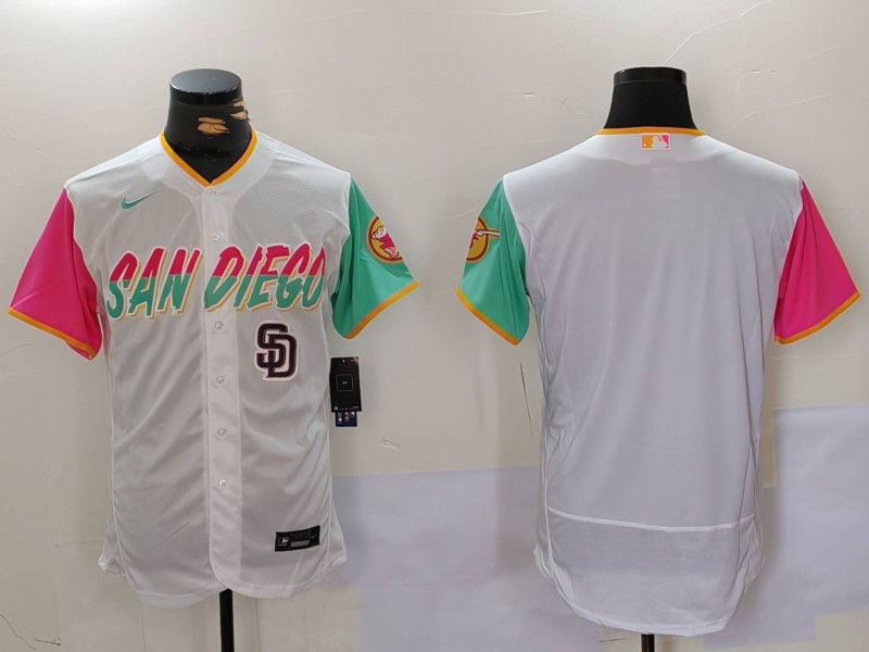 Men's San Diego Padres big logo Profar White City Connect Cool Base Stitched Baseball Jersey 2 Men's San Diego Padres big logo Profar White City Connect Cool Base Stitched Baseball Jersey 2
