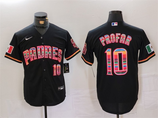 Men's San Diego Padres #10 Jurickson Profar Black Mexico Cool Base Stitched Baseball Jersey Men's San Diego Padres #10 Jurickson Profar Black Mexico Cool Base Stitched Baseball Jersey