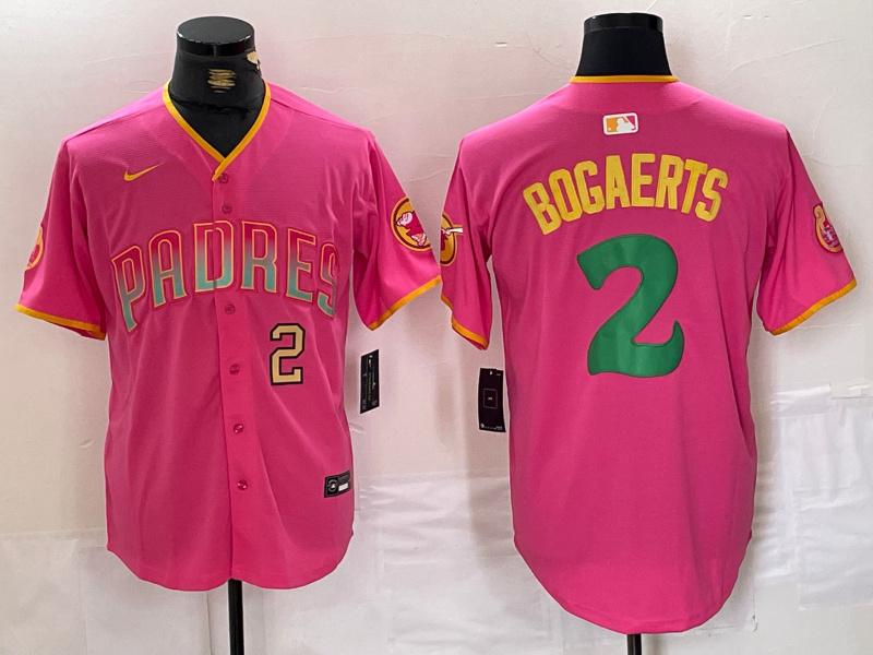 Men's San Diego Padres #2 Xander Bogaerts Pink Cool Base Stitched Baseball Jersey 6 Men's San Diego Padres #2 Xander Bogaerts Pink Cool Base Stitched Baseball Jersey 6