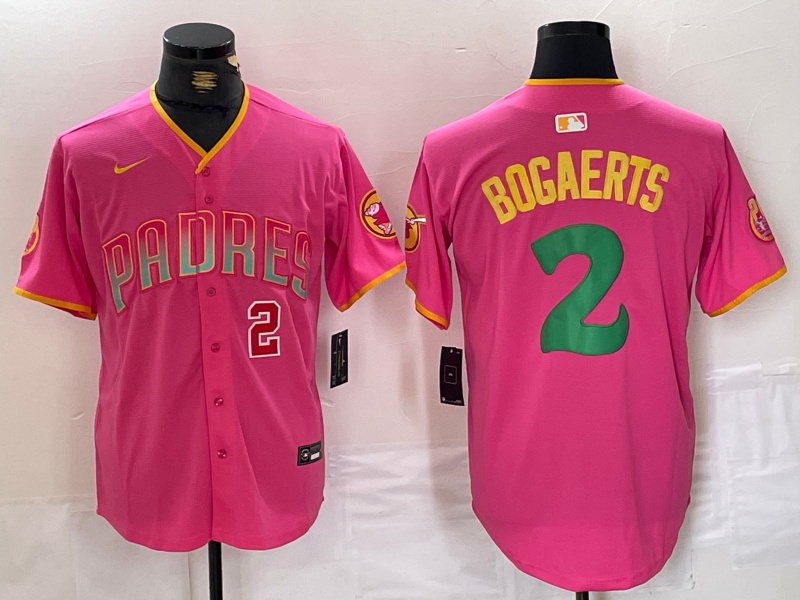 Men's San Diego Padres #2 Xander Bogaerts Pink Cool Base Stitched Baseball Jersey 3 Men's San Diego Padres #2 Xander Bogaerts Pink Cool Base Stitched Baseball Jersey 3