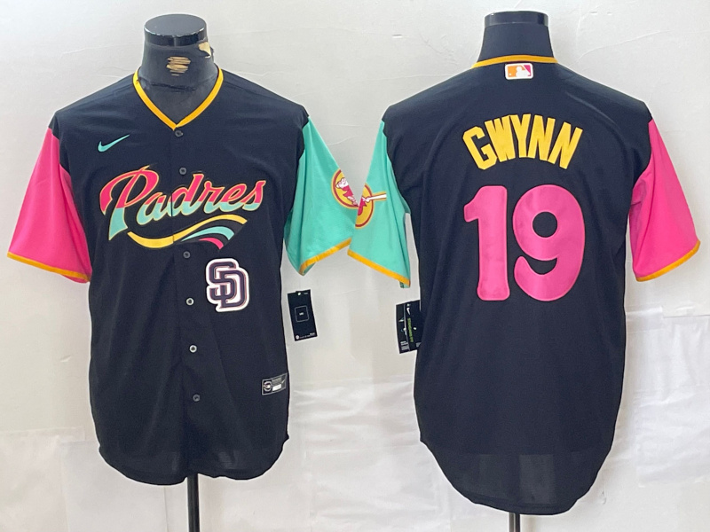 Men's San Diego Padres #19 Tony Gwynn Black City Connect Cool Base Stitched Baseball Jersey 2 Men's San Diego Padres #19 Tony Gwynn Black City Connect Cool Base Stitched Baseball Jersey 2