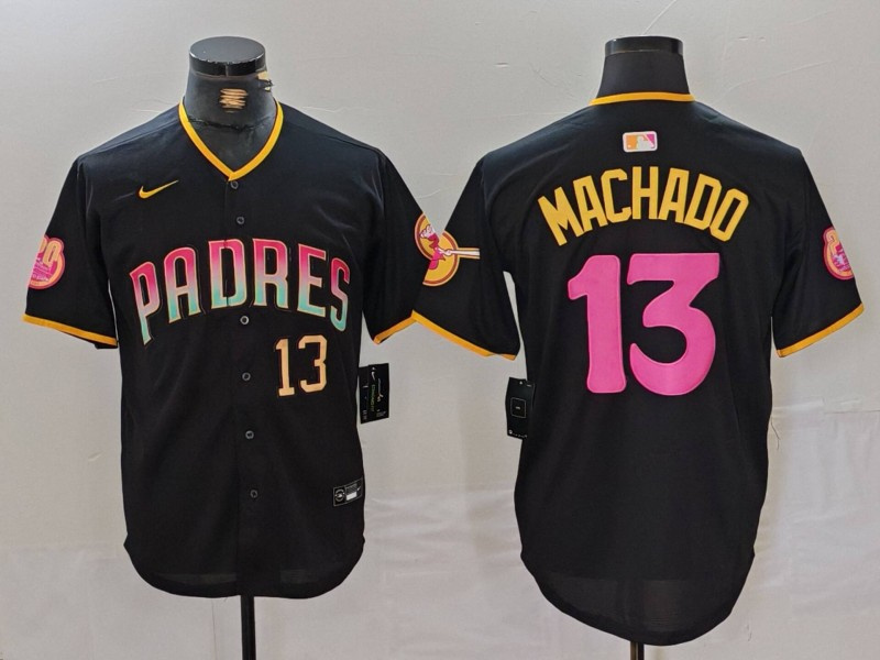 Men's San Diego Padres #13 Manny Machado Black Cool Base Stitched Baseball Jersey 1 Men's San Diego Padres #13 Manny Machado Black Cool Base Stitched Baseball Jersey 1