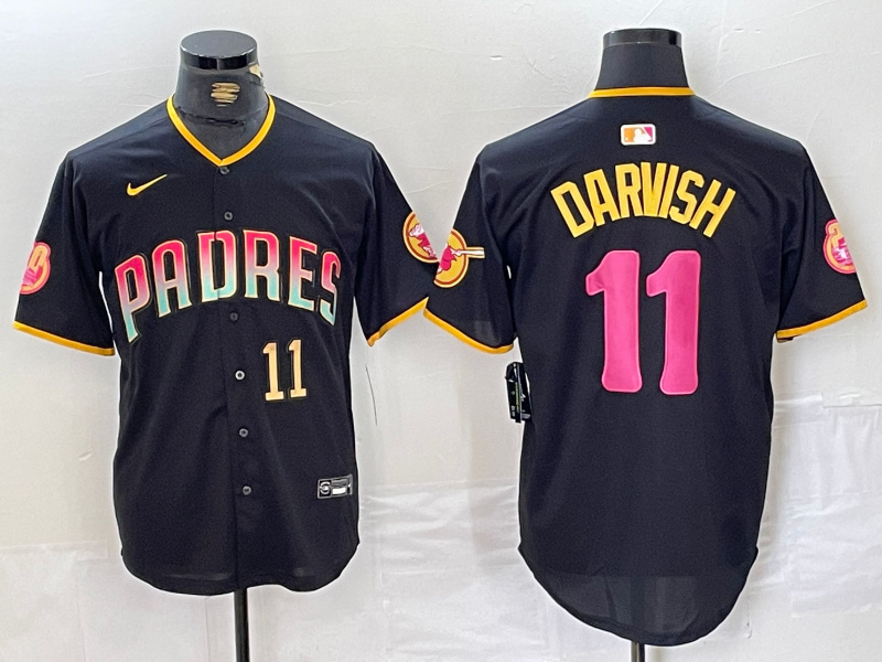Men's San Diego Padres #11 Yu Darvish Black Cool Base Stitched Baseball Jersey 3 Men's San Diego Padres #11 Yu Darvish Black Cool Base Stitched Baseball Jersey 3