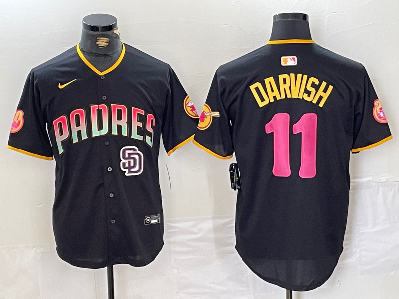 Men's San Diego Padres #11 Yu Darvish Black Cool Base Stitched Baseball Jersey 2 Men's San Diego Padres #11 Yu Darvish Black Cool Base Stitched Baseball Jersey 2
