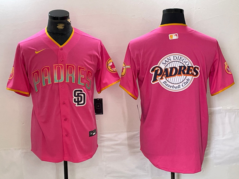 Men's San Diego Padres Team Big Logo Pink Cool Base Stitched Baseball Jersey 5 Men's San Diego Padres Team Big Logo Pink Cool Base Stitched Baseball Jersey 5
