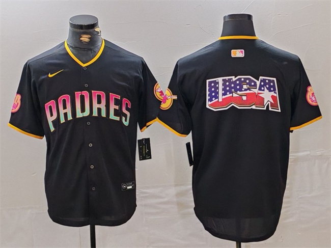Men's San Diego Padres Black Team Big Logo Cool Base Stitched Baseball Jersey 1 Men's San Diego Padres Black Team Big Logo Cool Base Stitched Baseball Jersey 1