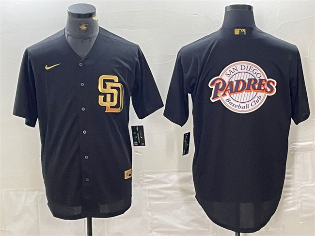 Men's San Diego Padres Black Team Big Logo Cool Base Stitched Baseball Jersey 2 Men's San Diego Padres Black Team Big Logo Cool Base Stitched Baseball Jersey 2