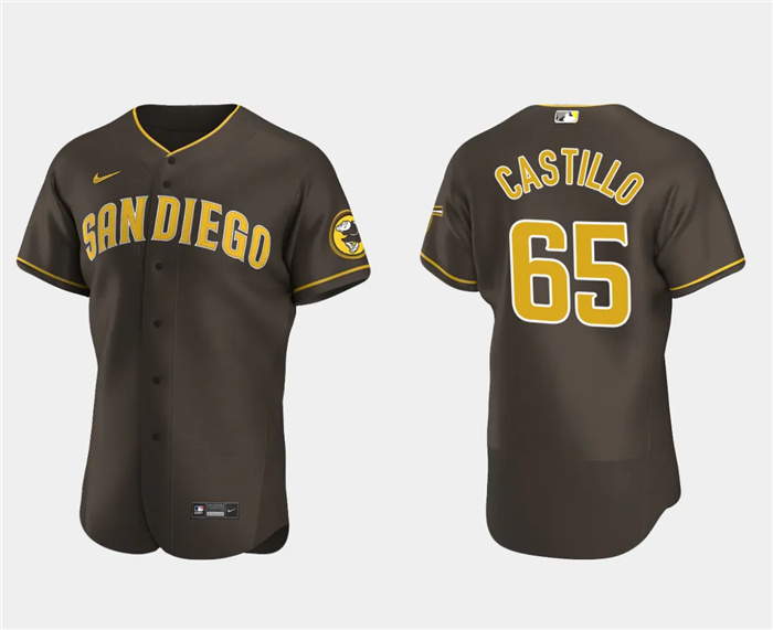 Men's San Diego Padres #65 José Castillo Brown Flex Base Stitched Baseball Jersey Men's San Diego Padres #65 José Castillo Brown Flex Base Stitched Baseball Jersey