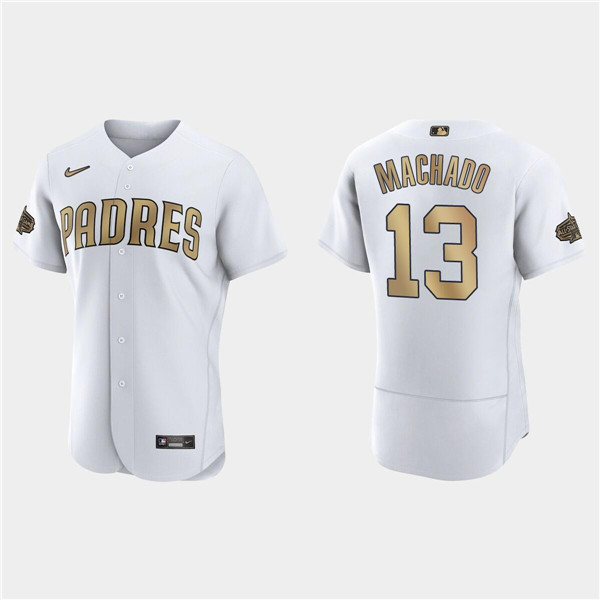 Men's San Diego Padres #13 Manny Machado 2022 All-Star White Flex Base Stitched Baseball Jersey Men's San Diego Padres #13 Manny Machado 2022 All-Star White Flex Base Stitched Baseball Jersey