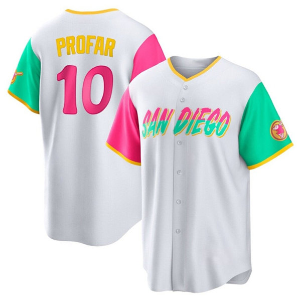 Men's San Diego Padres #10 Jurickson Profar 2022 White City Connect Cool Base Stitched Jersey Men's San Diego Padres #10 Jurickson Profar 2022 White City Connect Cool Base Stitched Jersey