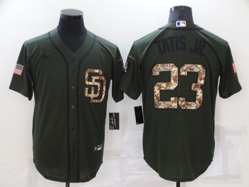 Men's San Diego Padres #23 Fernando Tatis Jr. Olive Camo Cool Base Stitched Jersey Men's San Diego Padres #23 Fernando Tatis Jr. Olive Camo Cool Base Stitched Jersey