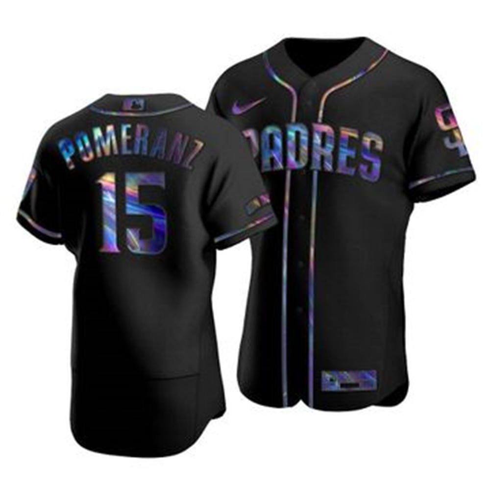 San Diego Padres #15 Drew Pomeranz Men's Nike Iridescent Holographic Collection MLB Jersey - Black San Diego Padres #15 Drew Pomeranz Men's Nike Iridescent Holographic Collection MLB Jersey - Black