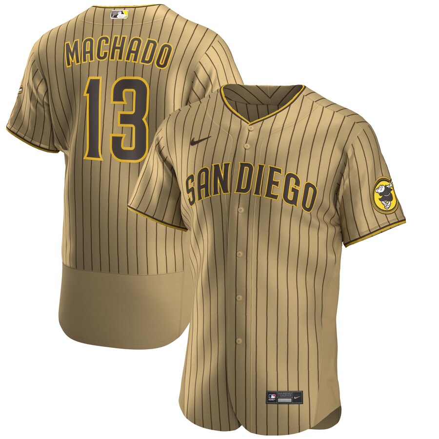 Nike San Diego Padres #13 Manny Machado Men's Nike Tan Brown Authentic Alternate Player Jersey Nike San Diego Padres #13 Manny Machado Men's Nike Tan Brown Authentic Alternate Player Jersey