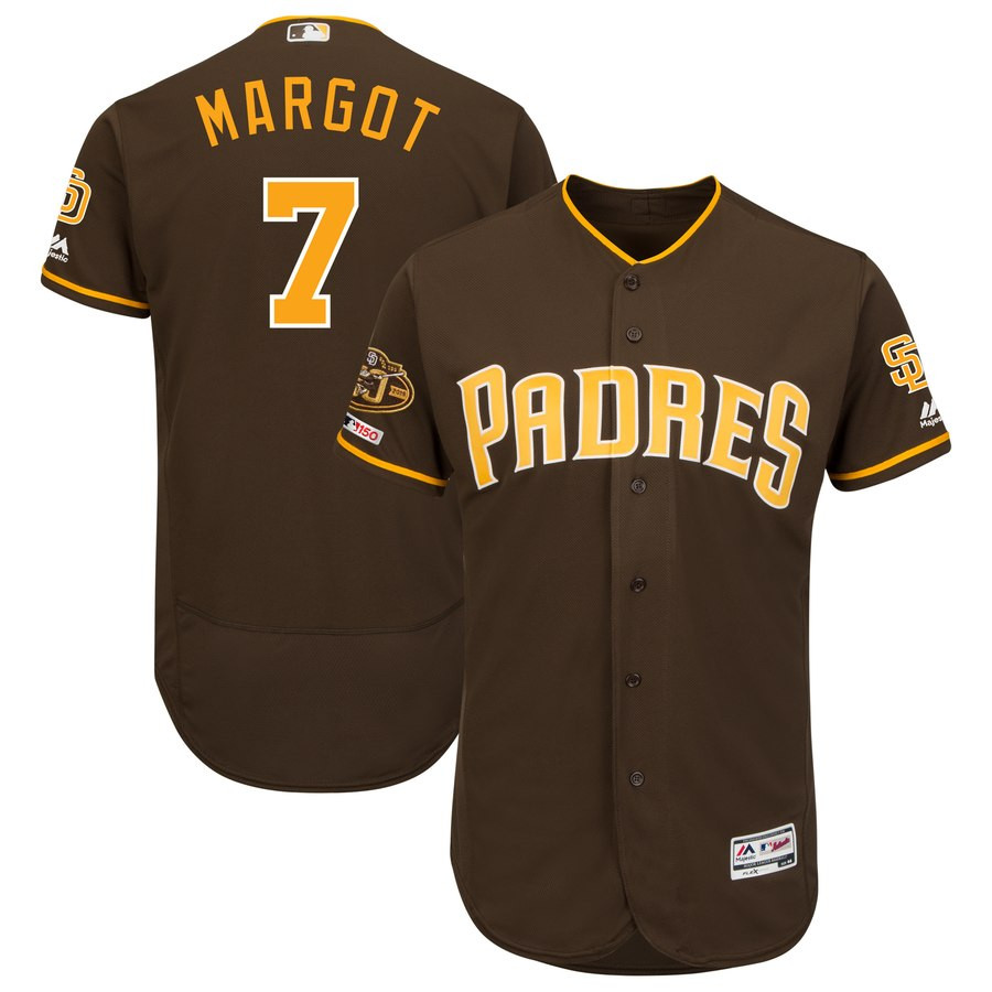Padres 7 Manuel Margot Brown 50th Anniversary And 150th Patch FlexBase Jersey Padres 7 Manuel Margot Brown 50th Anniversary And 150th Patch FlexBase Jersey