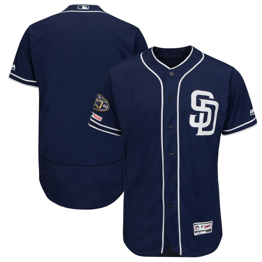 Padres Blank Navy 50th Anniversary And 150th Patch FlexBase Jersey Padres Blank Navy 50th Anniversary And 150th Patch FlexBase Jersey