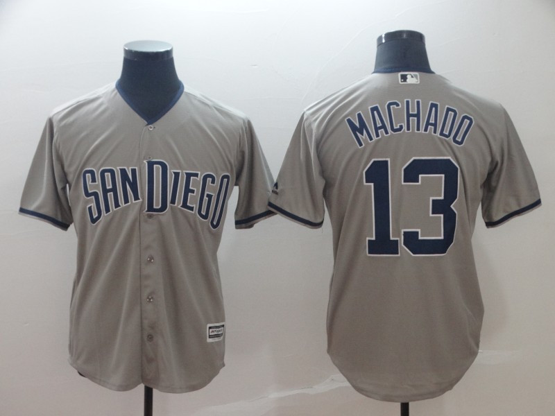 Padres 13 Manny Machado Gray Cool Base Jersey Padres 13 Manny Machado Gray Cool Base Jersey