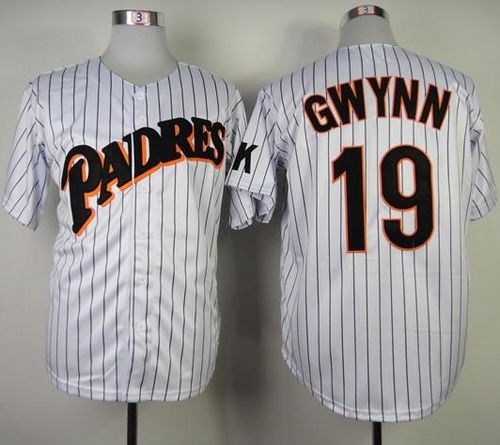 Mitchell and Ness Padres #19 Tony Gwynn White(Blue strip) Stitched Throwback MLB Jersey Mitchell and Ness Padres #19 Tony Gwynn White(Blue strip) Stitched Throwback MLB Jersey