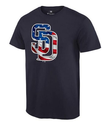 Men's San Diego Padres USA Flag Fashion T-Shirt Navy Blue Men's San Diego Padres USA Flag Fashion T-Shirt Navy Blue