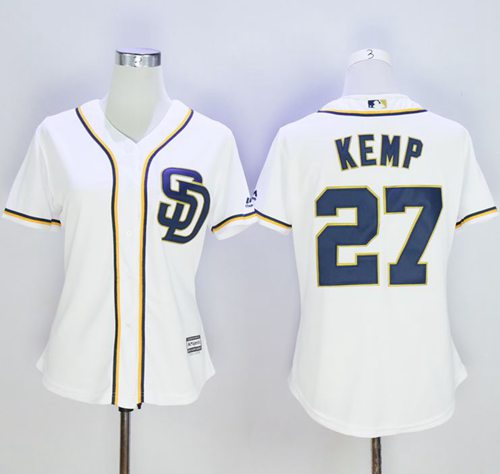 Padres #27 Matt Kemp New White Women's Home Stitched MLB Padres #27 Matt Kemp New White Women's Home Stitched MLB