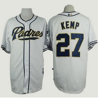 San Diego Padres #27 Matt Kemp White Cool Base Stitched Baseball Jersey San Diego Padres #27 Matt Kemp White Cool Base Stitched Baseball Jersey