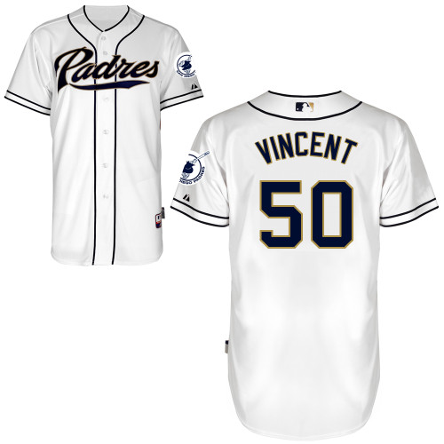 San Diego Padres #50 Nick Vincent Authentic Personalized Home White Jersey San Diego Padres #50 Nick Vincent Authentic Personalized Home White Jersey