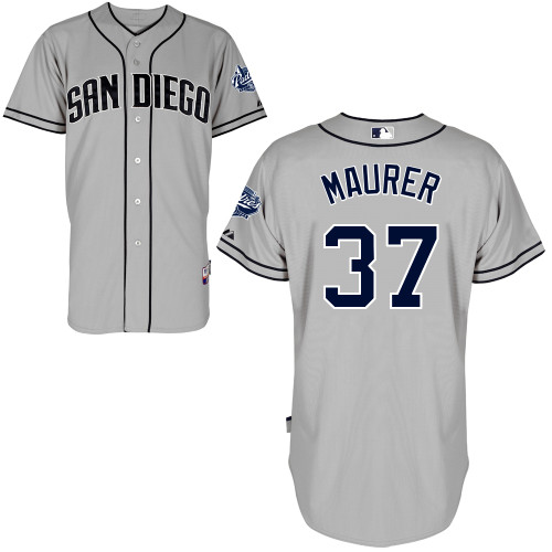 San Diego Padres #37Brandon Maurer Authentic Personalized Road Gray Jersey San Diego Padres #37Brandon Maurer Authentic Personalized Road Gray Jersey
