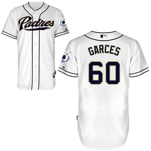 San Diego Padres #60Frank Garces Authentic Personalized Home White Jersey San Diego Padres #60Frank Garces Authentic Personalized Home White Jersey