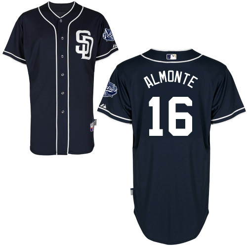 San Diego Padres #16Abraham Almonte Authentic Personalized Alternate Blue Jersey San Diego Padres #16Abraham Almonte Authentic Personalized Alternate Blue Jersey