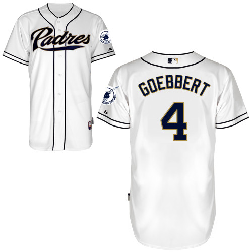 San Diego Padres #4Jake Goebbert Authentic Personalized Home White Jersey San Diego Padres #4Jake Goebbert Authentic Personalized Home White Jersey