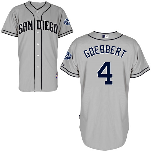 San Diego Padres #4Jake Goebbert Authentic Personalized Road Gray Jersey San Diego Padres #4Jake Goebbert Authentic Personalized Road Gray Jersey