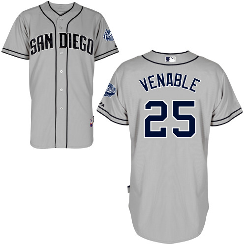 San Diego Padres #25Will Venable Authentic Personalized Road Gray Jersey San Diego Padres #25Will Venable Authentic Personalized Road Gray Jersey