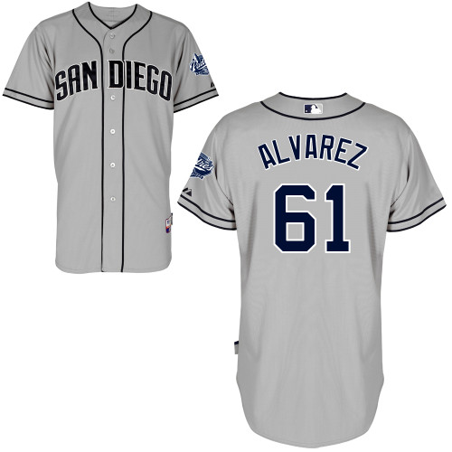 San Diego Padres #61 rj Alvarez Authentic Personalized Road Gray Jersey San Diego Padres #61 rj Alvarez Authentic Personalized Road Gray Jersey