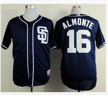 San Diego Padres #16 Abraham Almonte Dark Blue Alternate 1 Cool Base Stitched Baseball Jersey San Diego Padres #16 Abraham Almonte Dark Blue Alternate 1 Cool Base Stitched Baseball Jersey