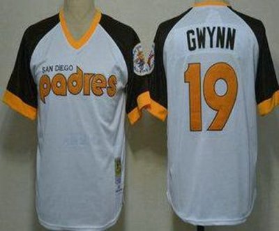 San Diego Padres 19 Tony Gwynn White 1984 Throwback MLB Jerseys San Diego Padres 19 Tony Gwynn White 1984 Throwback MLB Jerseys