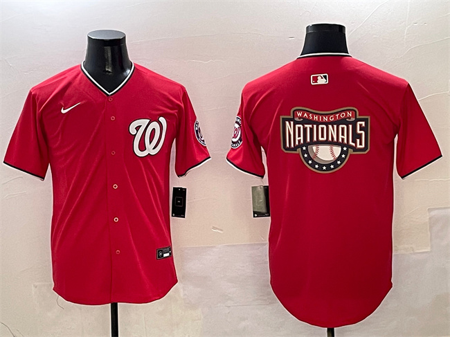 Men's Washington Nationals Team Big Logo Red Limited Stitched Baseball Jersey Men's Washington Nationals Team Big Logo Red Limited Stitched Baseball Jersey
