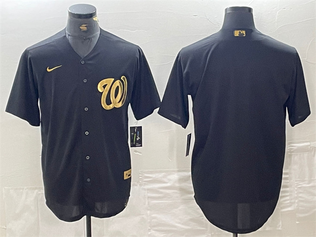 Men's Washington Nationals Blank Black Logo Cool Base Stitched Baseball Jersey Men's Washington Nationals Blank Black Logo Cool Base Stitched Baseball Jersey