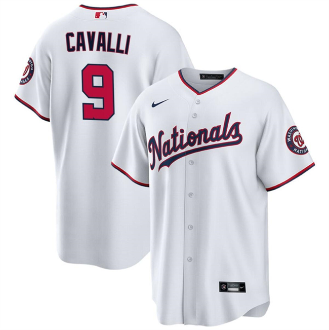 Men's Washington Nationals #9 Cade Cavalli White Cool Base Stitched Baseball Jersey Men's Washington Nationals #9 Cade Cavalli White Cool Base Stitched Baseball Jersey