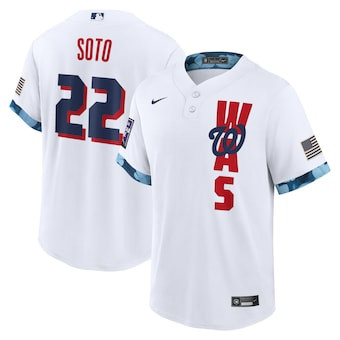 Men's Washington Nationals Juan Soto Nike White 2021 MLB All-Star Game Replica Player Jersey Men's Washington Nationals Juan Soto Nike White 2021 MLB All-Star Game Replica Player Jersey