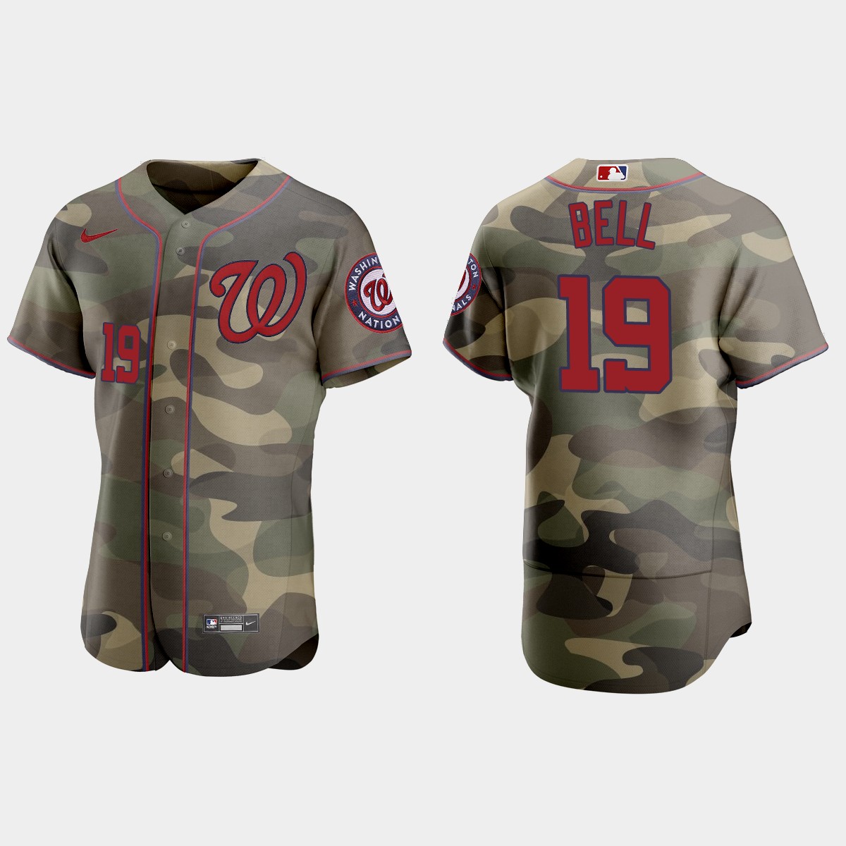 Washington Nationals #19 Josh Bell Men's Nike 2021 Armed Forces Day Authentic MLB Jersey -Camo Washington Nationals #19 Josh Bell Men's Nike 2021 Armed Forces Day Authentic MLB Jersey -Camo