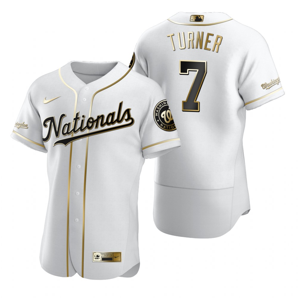 Washington Nationals #7 Trea Turner White Nike Men's Authentic Golden Edition MLB Jersey Washington Nationals #7 Trea Turner White Nike Men's Authentic Golden Edition MLB Jersey